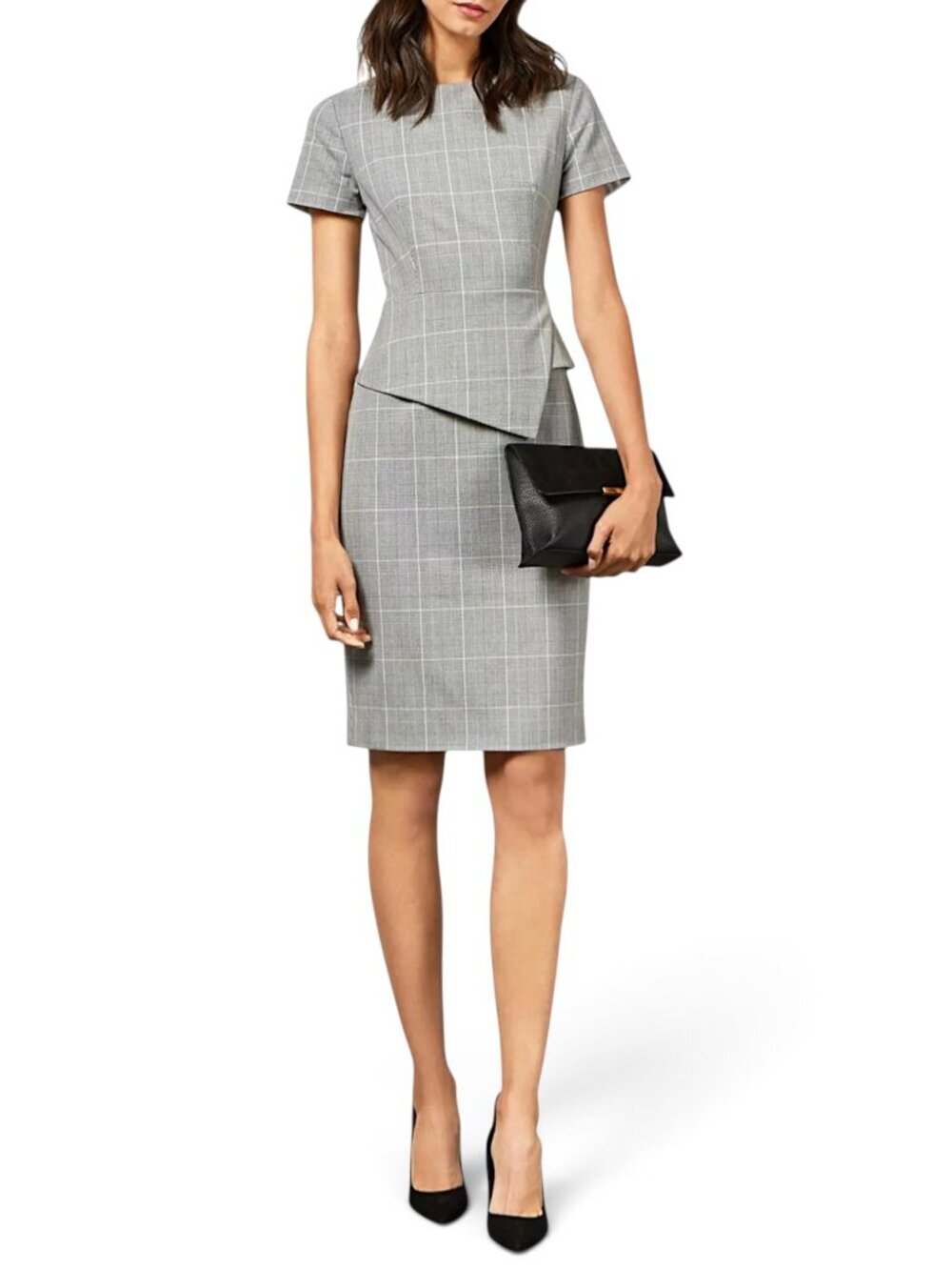 Ted Baker Arriia Working Title Glen Plaid Peplum Dress NWT New Ted Sz 4 = 8 - 10